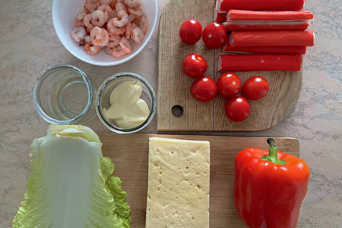 салат с креветками