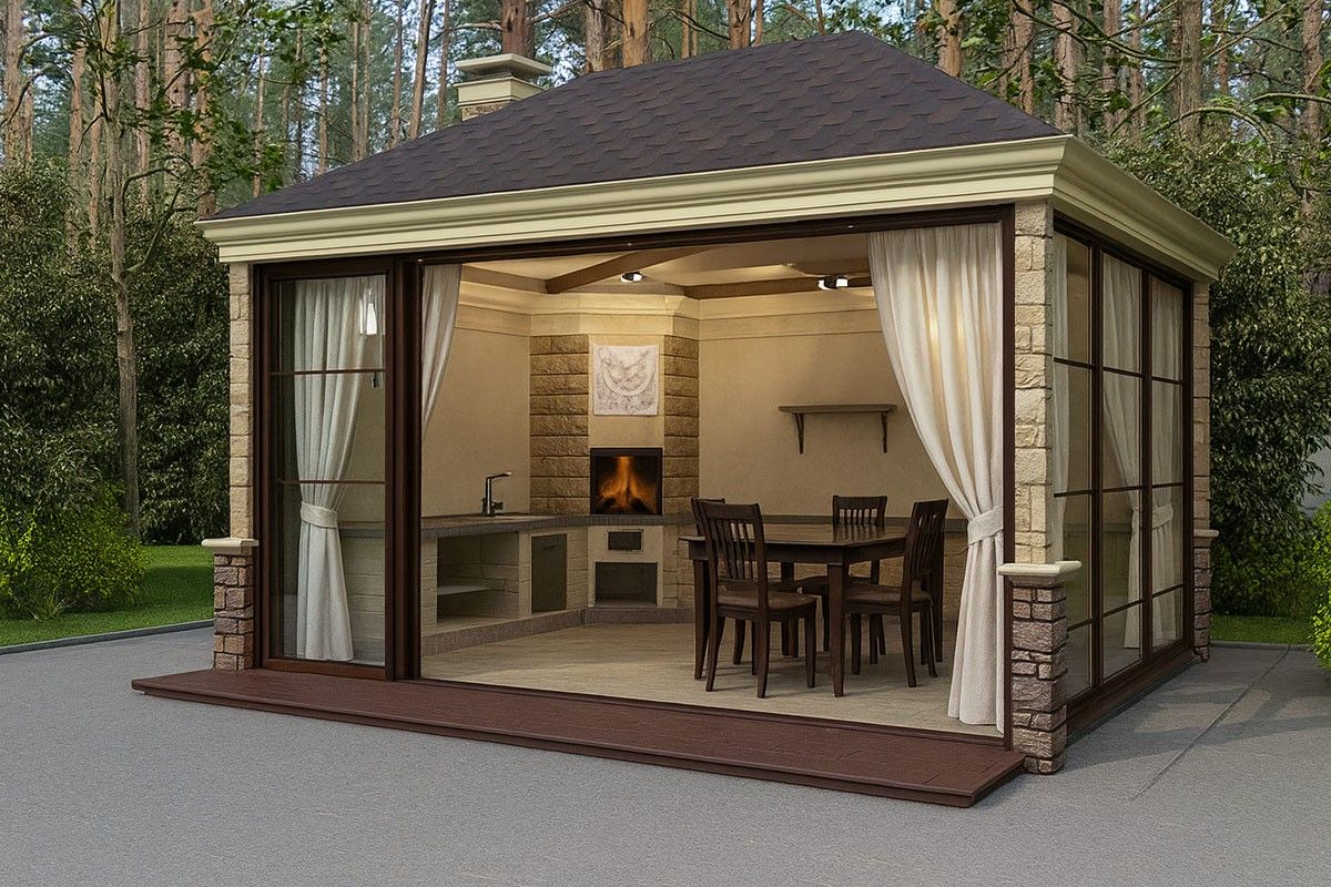 летняя кухня на даче проекты