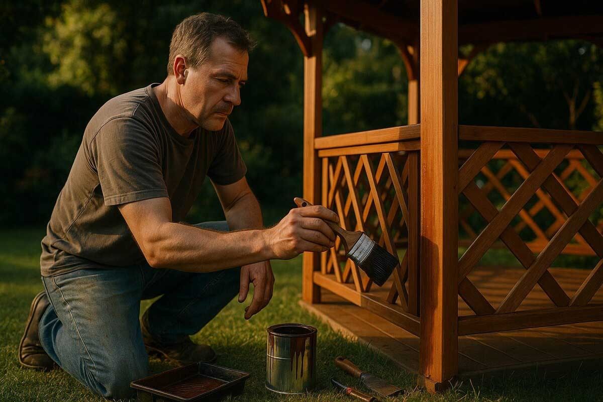 чем покрасить беседку