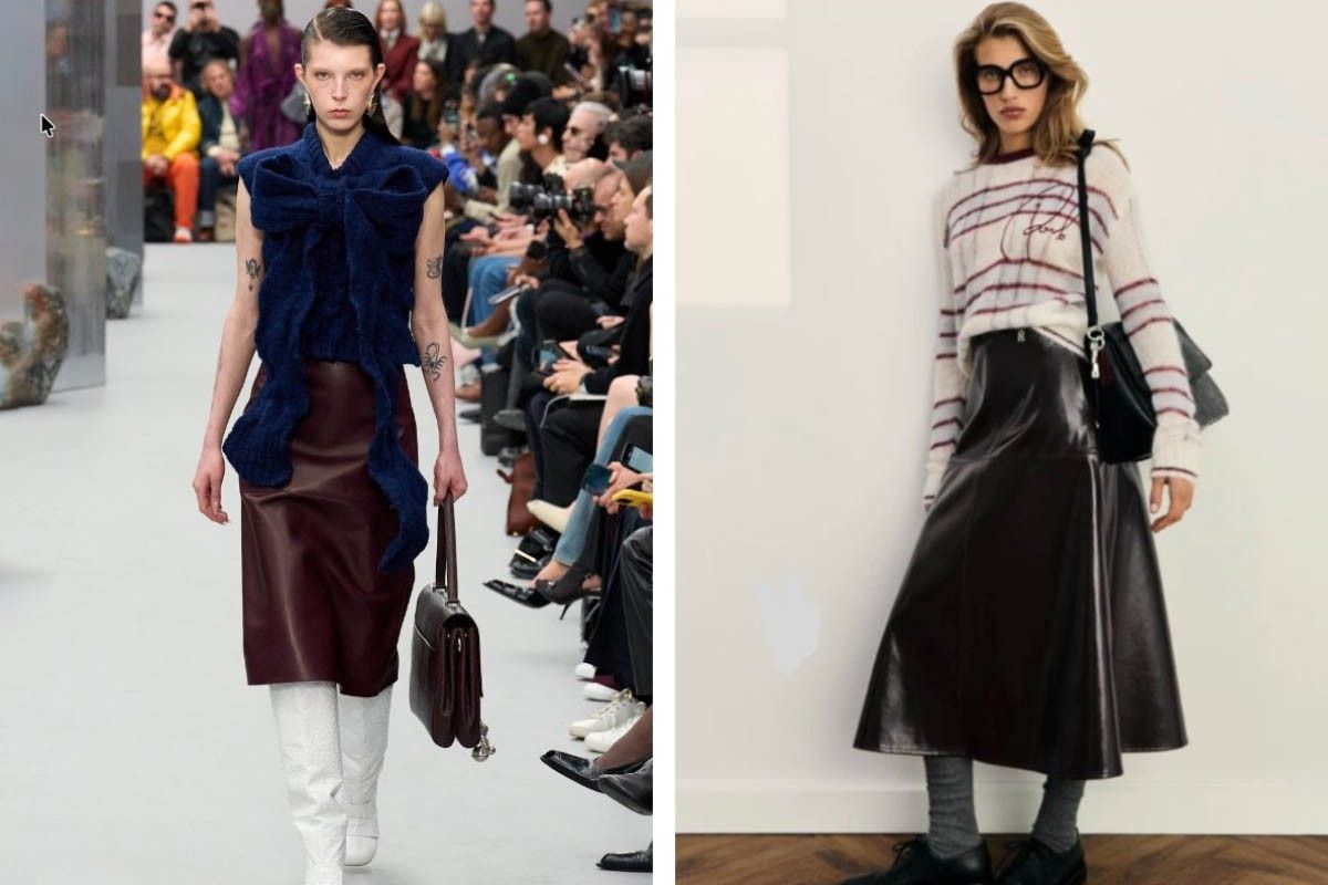 кожаная юбка миди