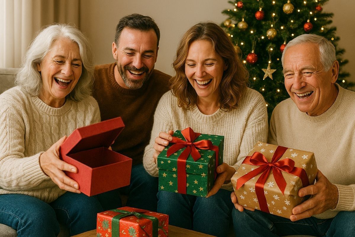 семья с подарками