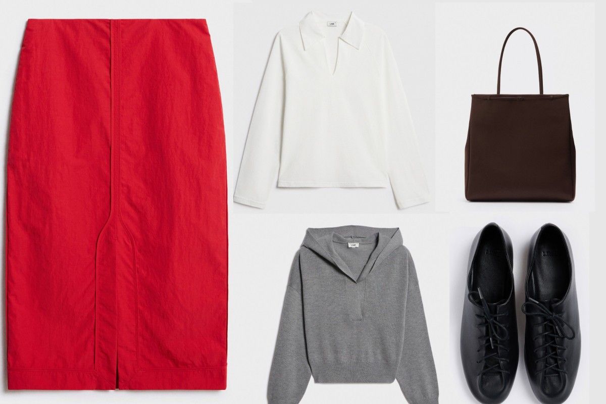 красная миди юбка