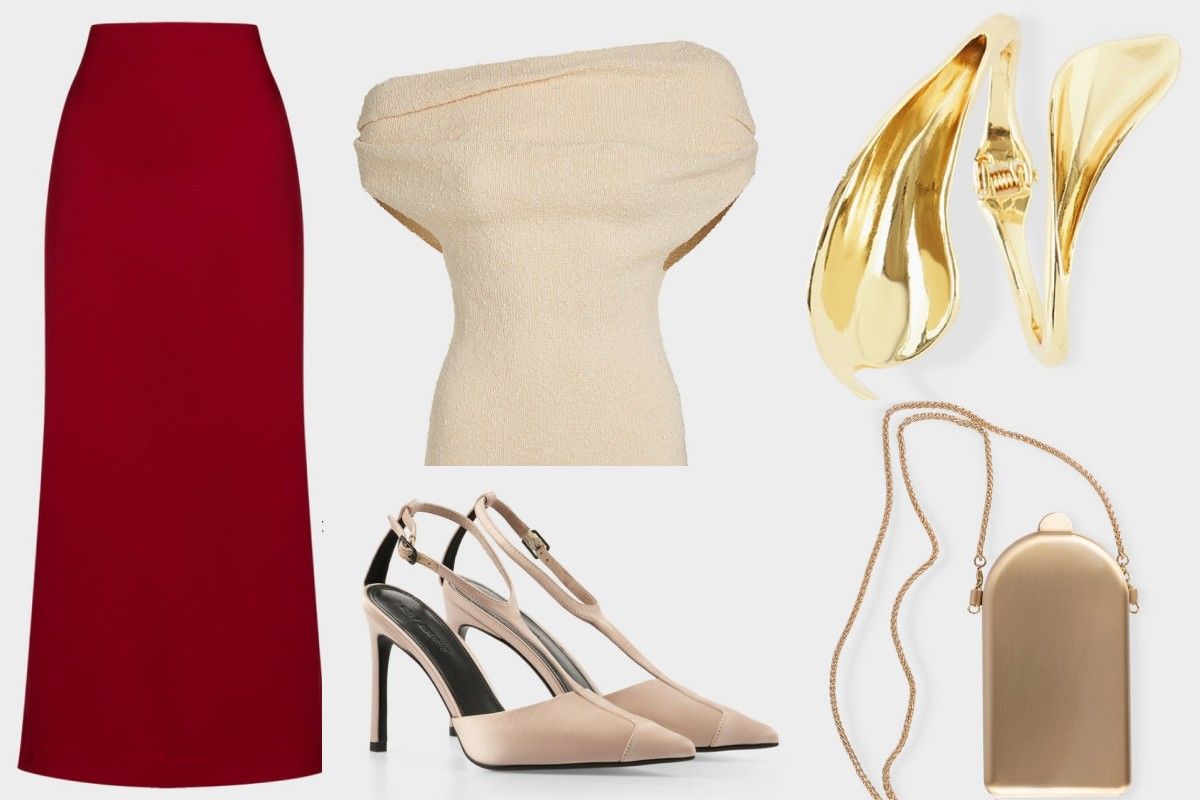 красная макси юбка