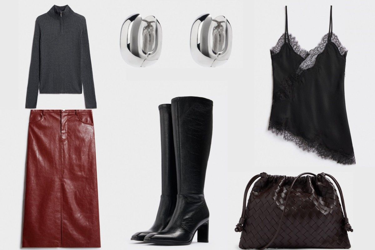 красная кожаная юбка