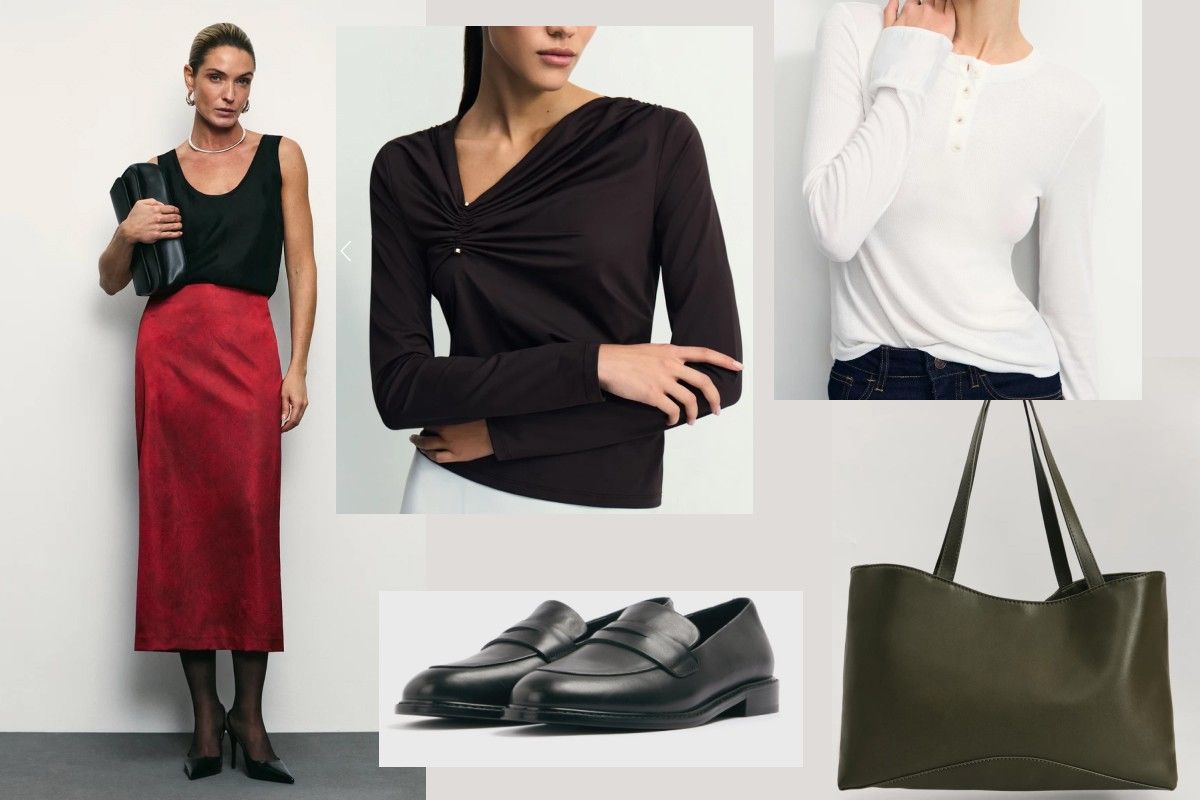 красная атласная юбка