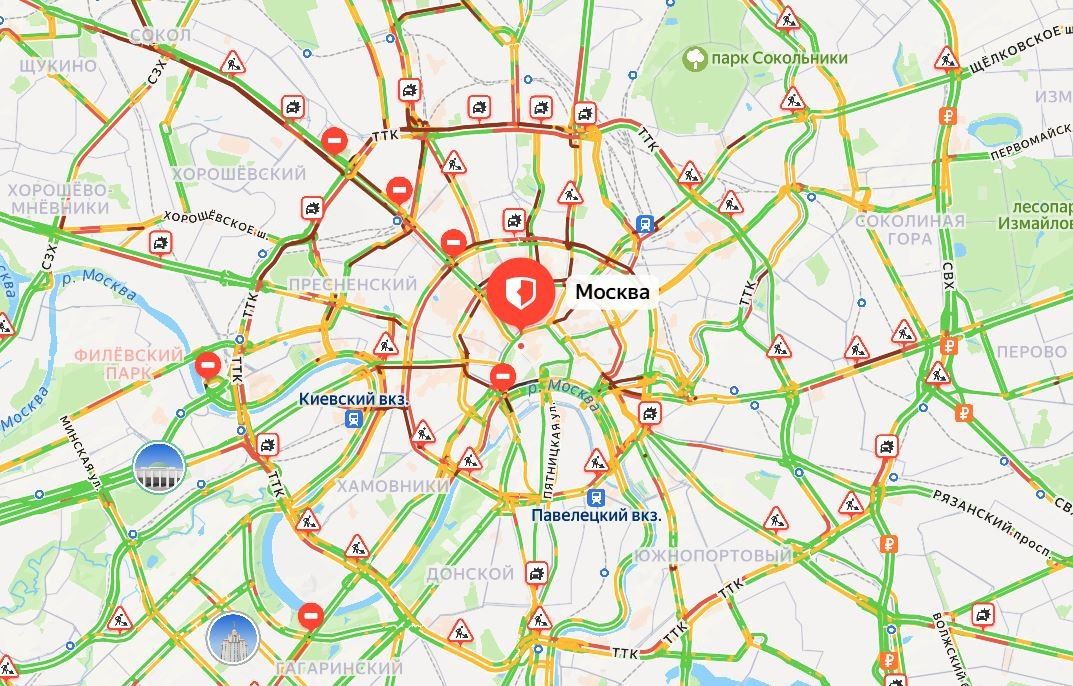 Карта пробок в Москве