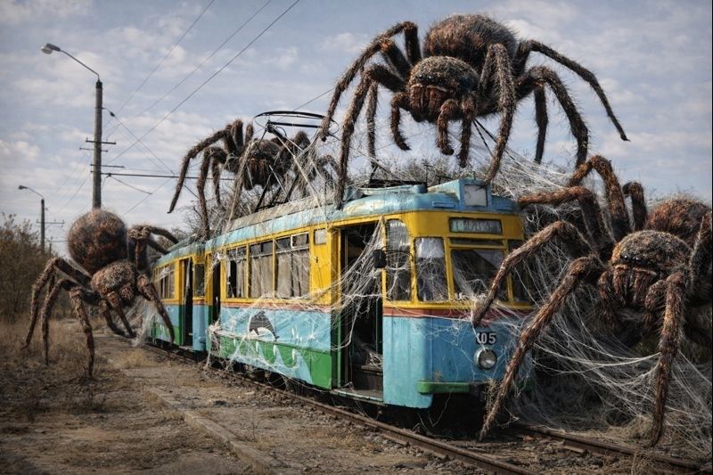 Село Молочное, пауки и трамвай