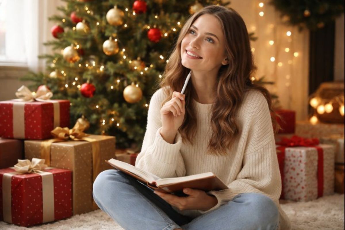 девушка пишет список