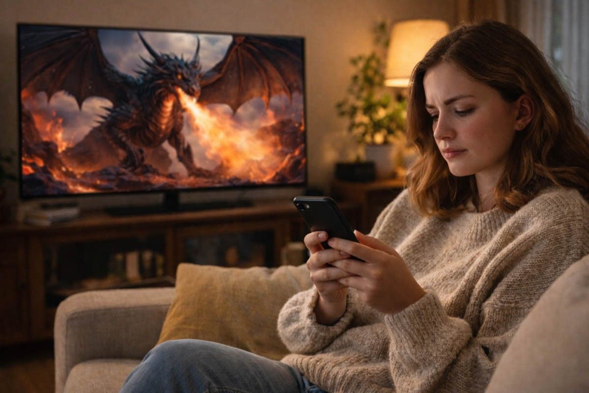 девушка смотрит кино