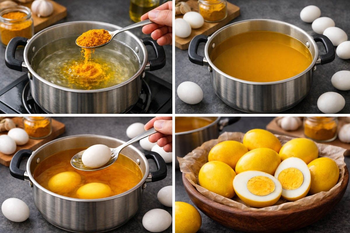 покрасить яйца куркумой