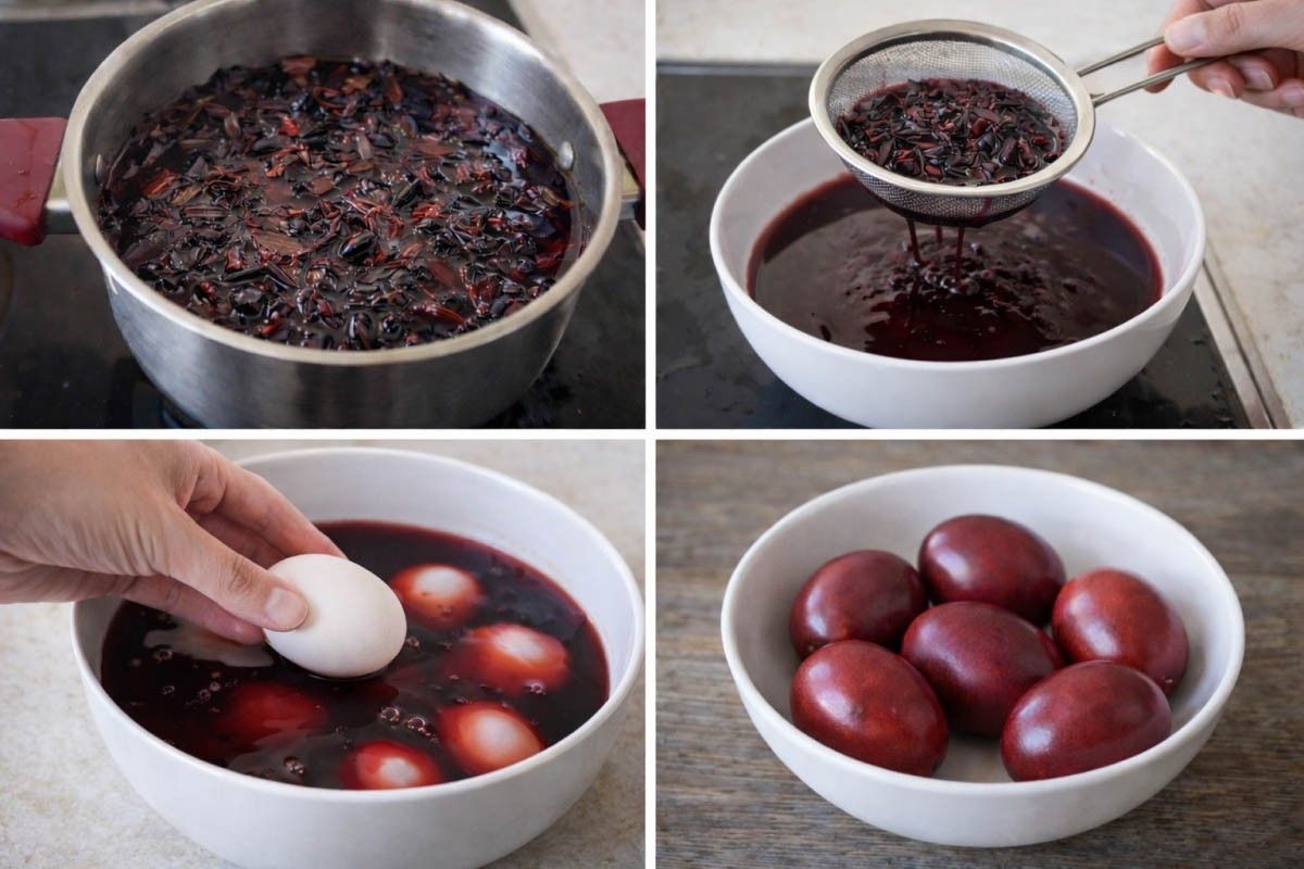 покрасить яйца каркаде