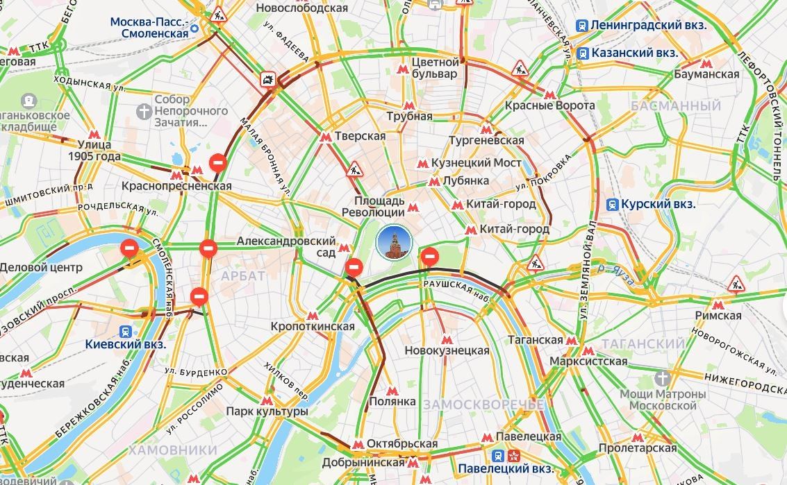 карта перекрытий дорог