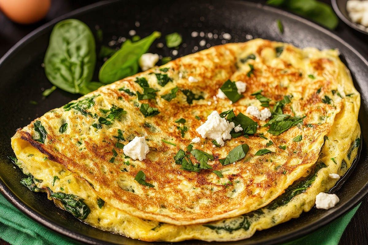 омлет со шпинатом и фетой