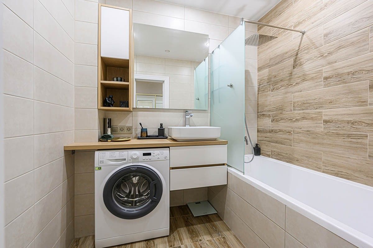 как разместить стиральную машину в ванной