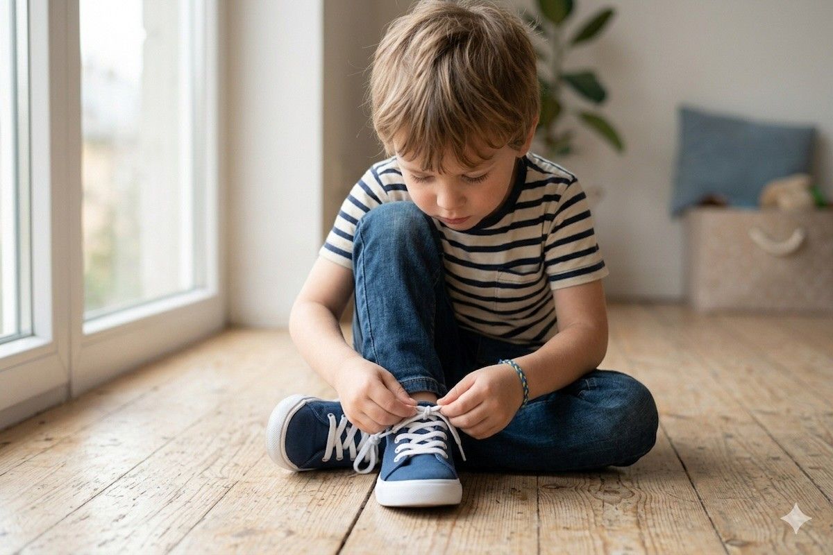 как научить ребенка завязать шнурки