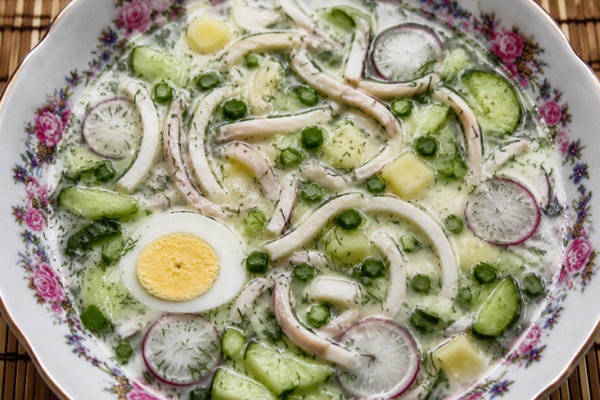 окрошка с кальмарами