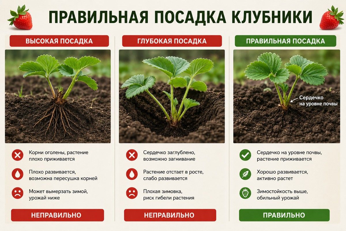 как сажать усы клубники
