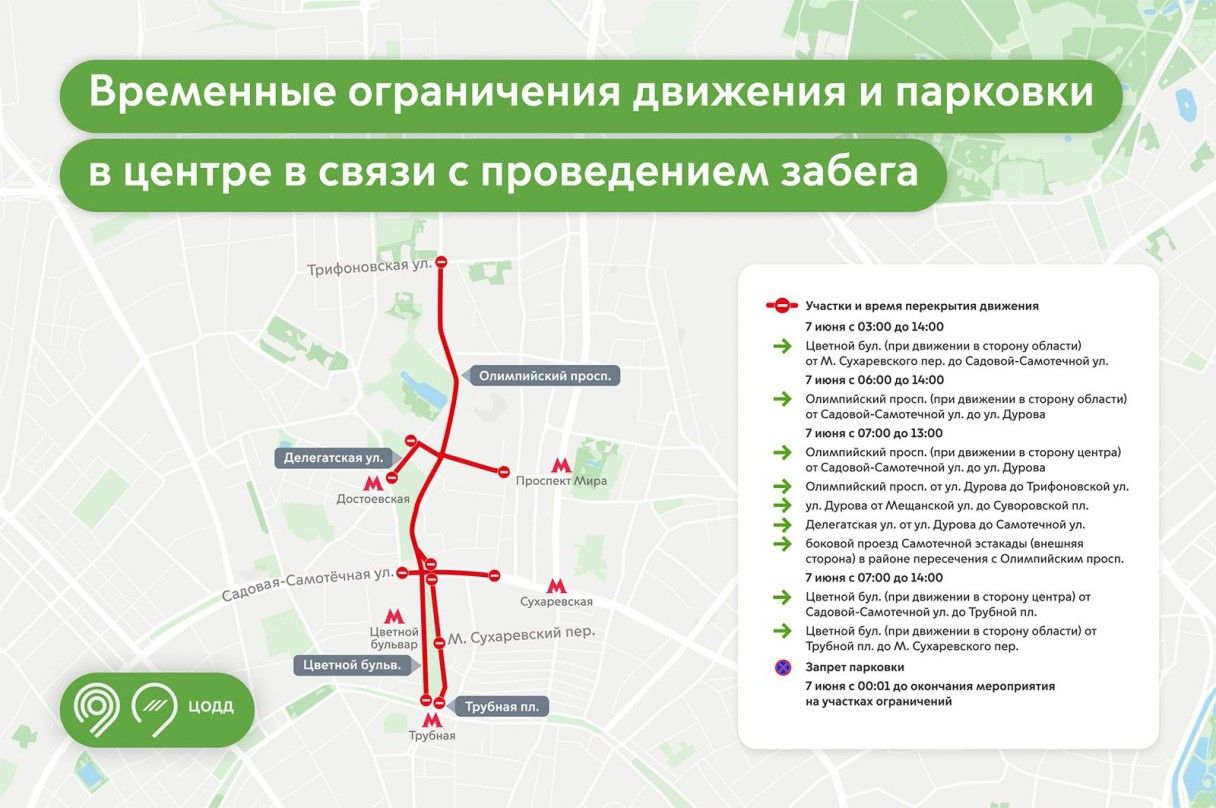 Перекрытия в Москве 7 июня