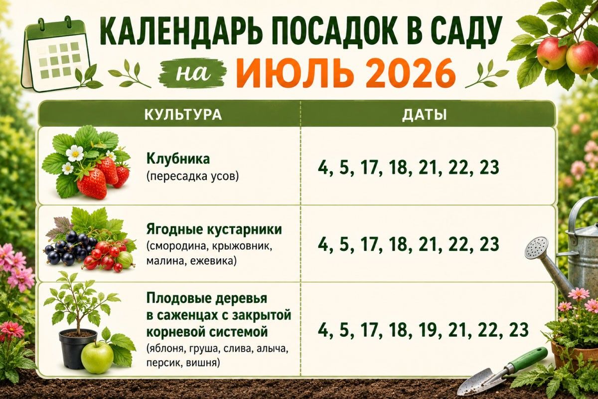 что сажать в саду июль 2026