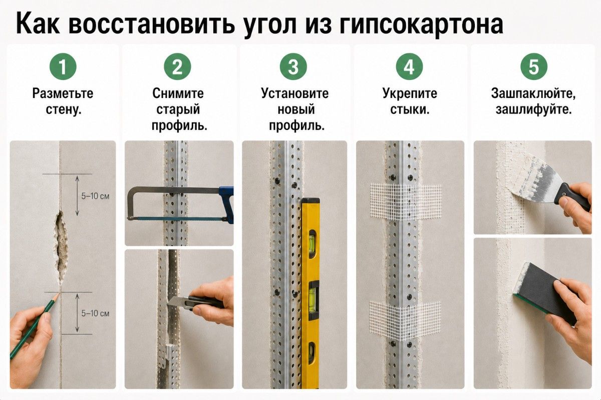 ремонт гипсокартона на стенах