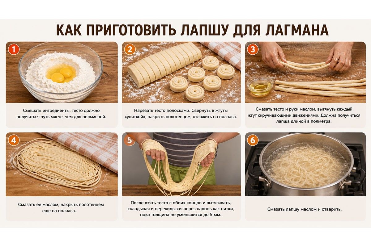 как приготовить лапшу для лагмана