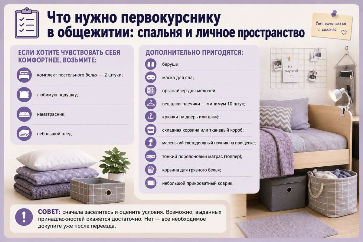 что взять первокурснику в общежитие