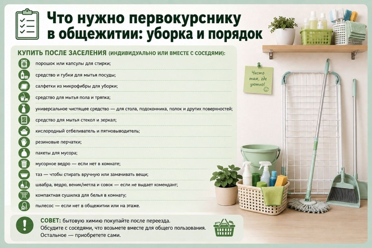 что нужно студенту в общежитие