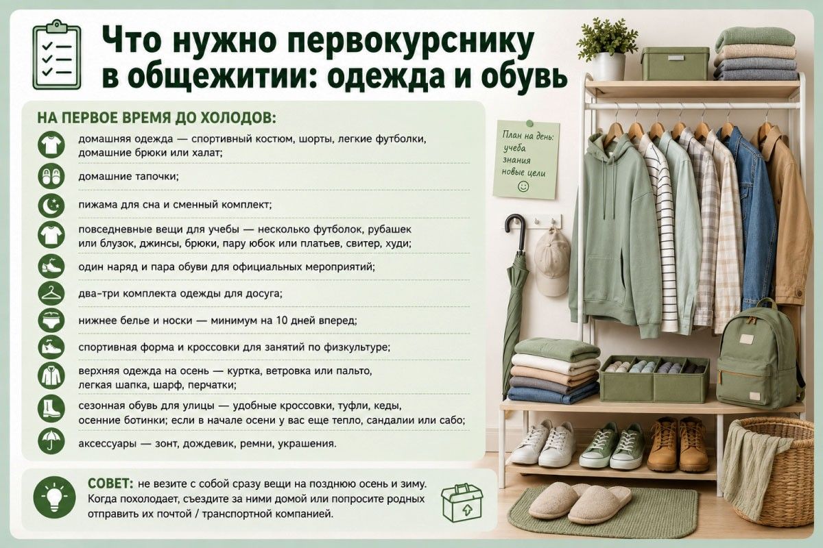 список вещей для общежития