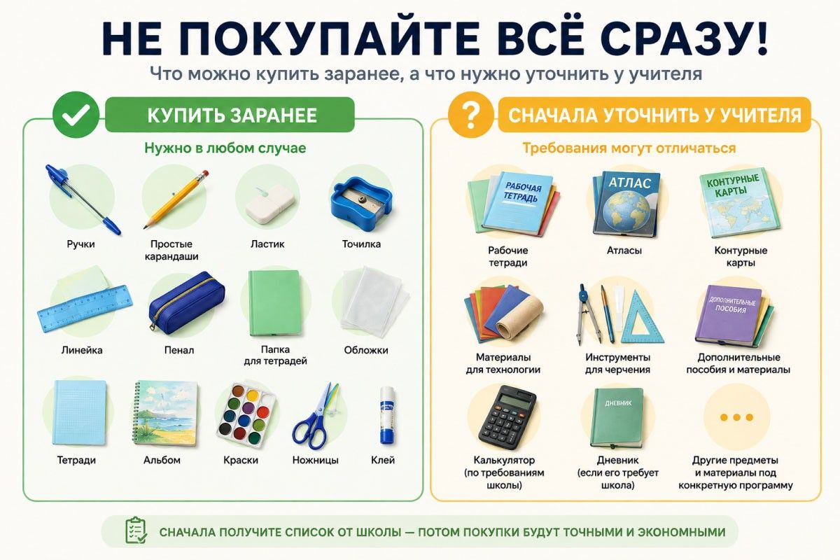 список канцелярии в школу