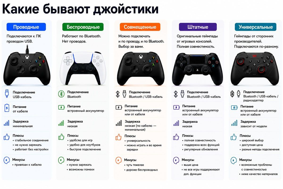 как определить вид джойстика