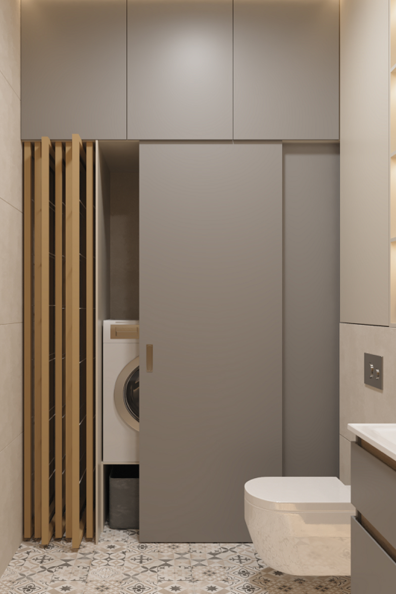 Сушилку для белья можно обустроить в шкафу или нише. Источник: студия дизайна Rerooms