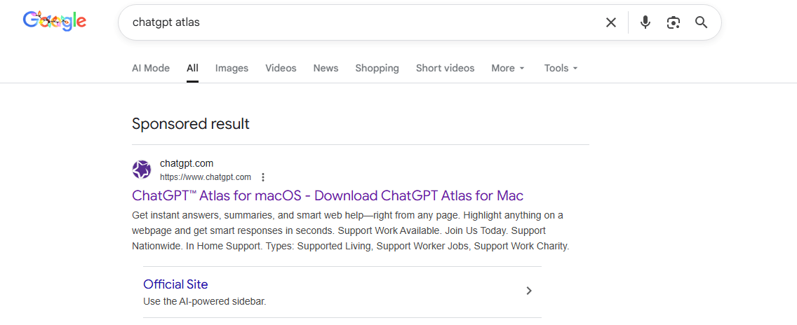 Как выглядит такая рекламная ссылка в поиске Google. Источник: kaspersky.ru