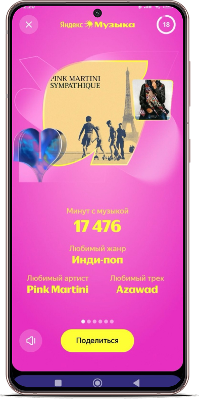 Оля — трендовый электро-рейвер. Что это такое, она не знает, но очень любит инди-поп. Источник: «Я.Музыка» на Android