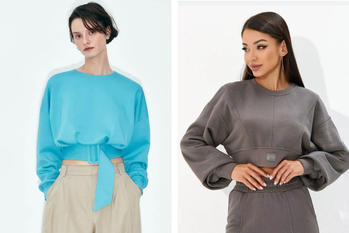 Классический и спортивный кроп. Слева — бренд Befree. Справа — каталог Ozon. Источник: befree.ru, ozon.ru