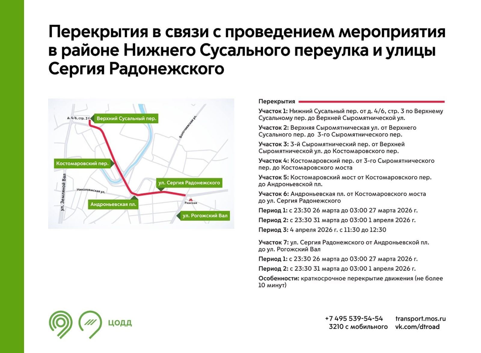Перекрытия дорог в Москве. Источник: mos.ru