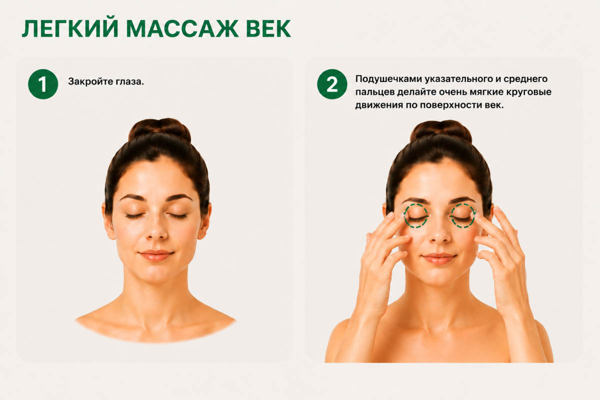 Техника массажа век, часть 1. Источник: нейросеть