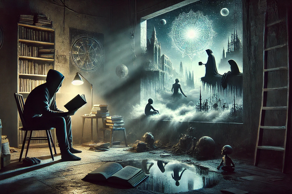 человек читает книжку